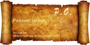 Petres Orion névjegykártya